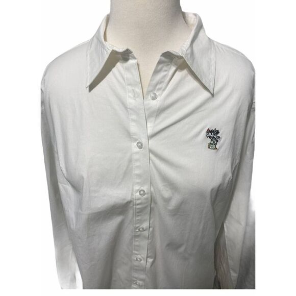 Disneys Mickey Mouse Statue of Liberty Button Down Long Sleeve Shirt White Large - Picture 13 of 14